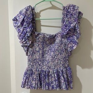 Purple floral peplum top